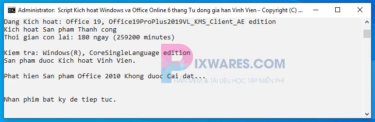 cho activate aio tools duoc kich hoat thanh cong